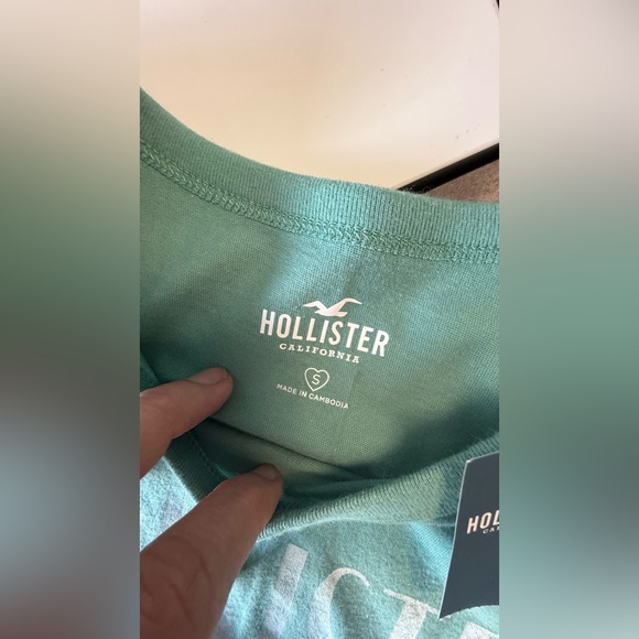 New NWT Hollister Mountain Lodge Graphic Crop Tee - Sage Green - Size Small - Picture 7 of 8